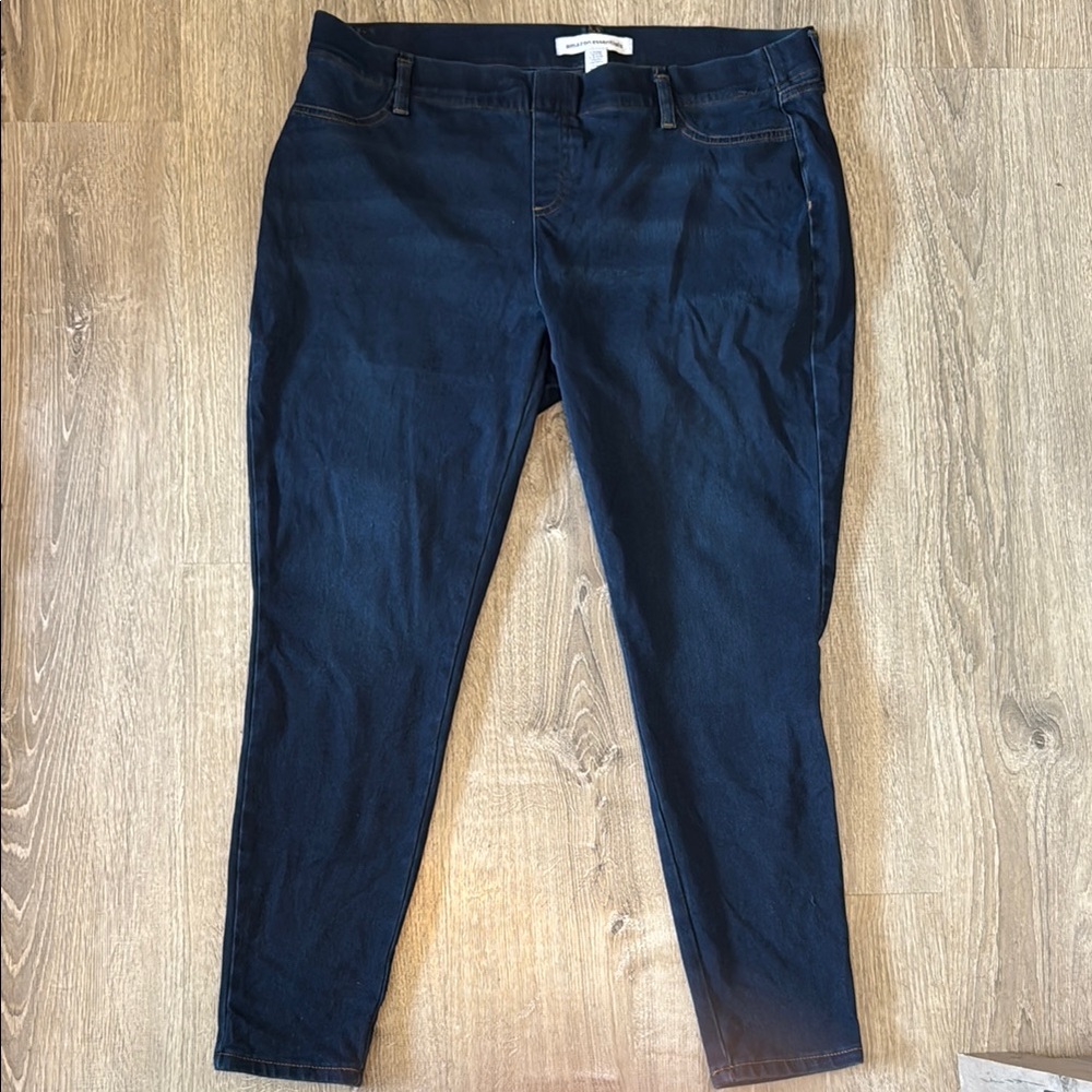 Pull on Indigo Blue Skinny Jeans with Stretch Denim